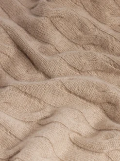 Cashmere Cable Crewneck in Light Brown