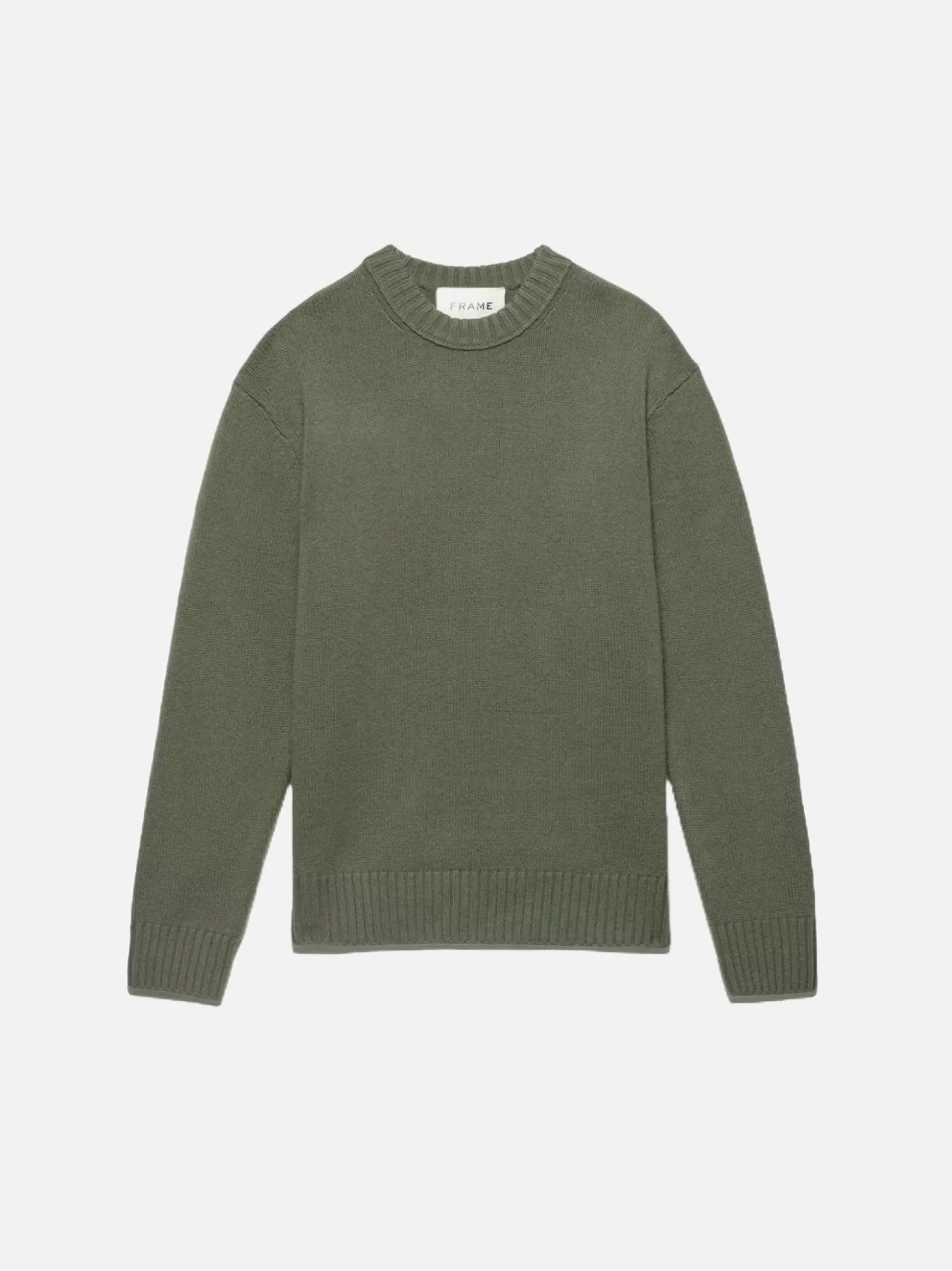 Cashmere Crewneck Sweater in Khaki Green