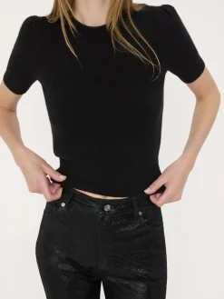 Cashmere Gathered Sweater in Noir