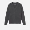 Chunky V-Neck Sweater in Charcoal Heather