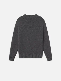 Chunky V-Neck Sweater in Charcoal Heather