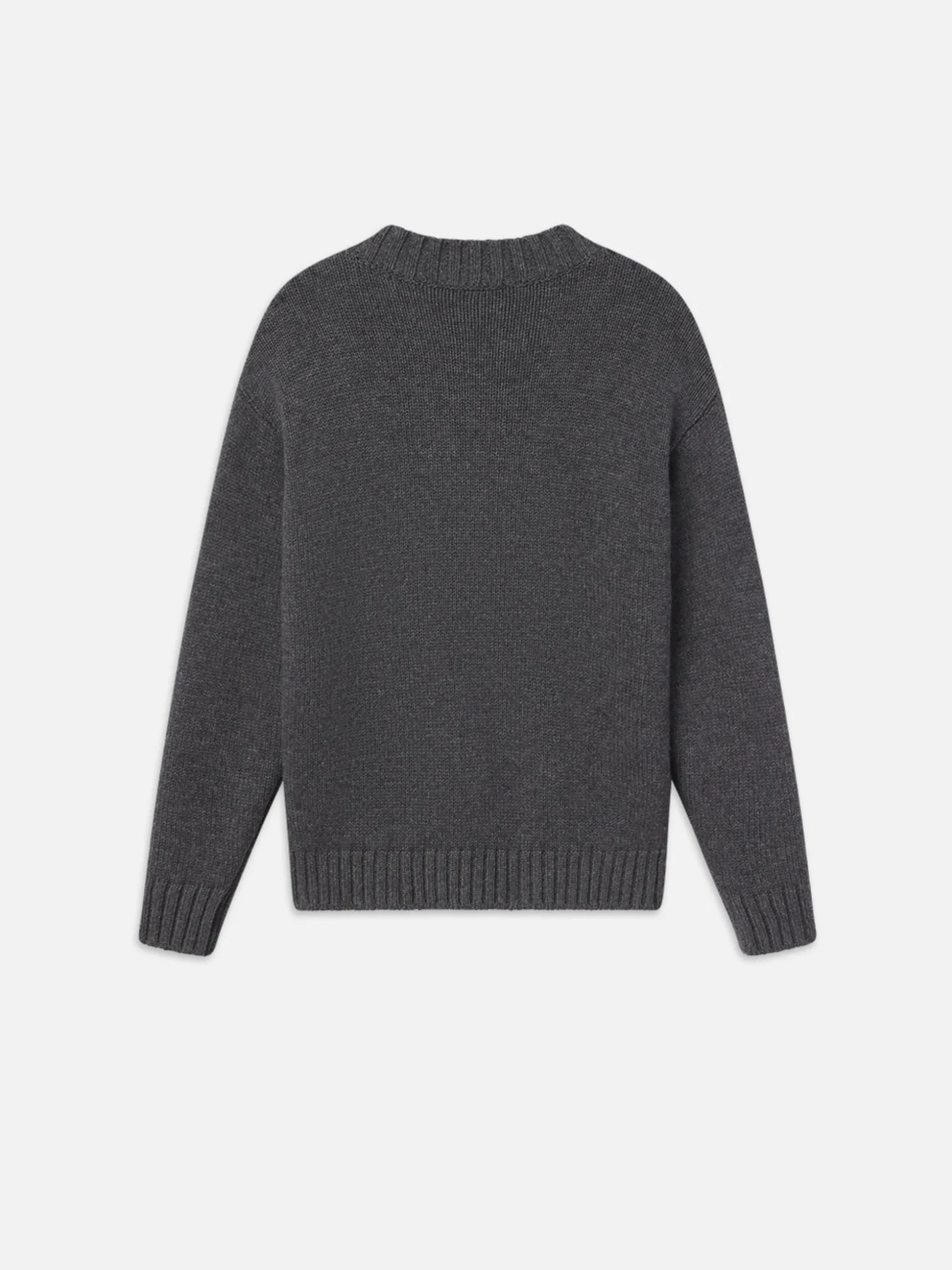 Chunky V-Neck Sweater in Charcoal Heather