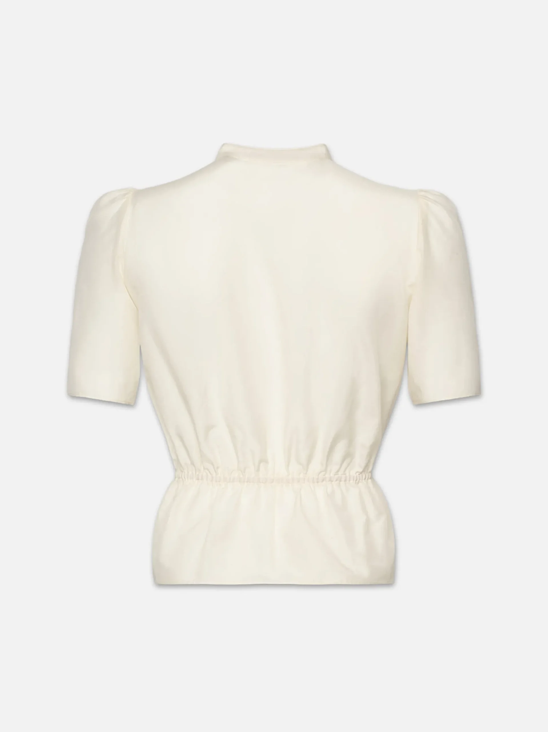 Cinched Lace Trim Blouse in Cream