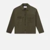 Clean Suede Jacket in Dark Olive