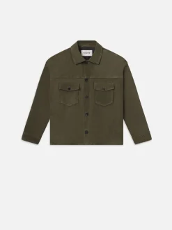 Clean Suede Jacket in Dark Olive