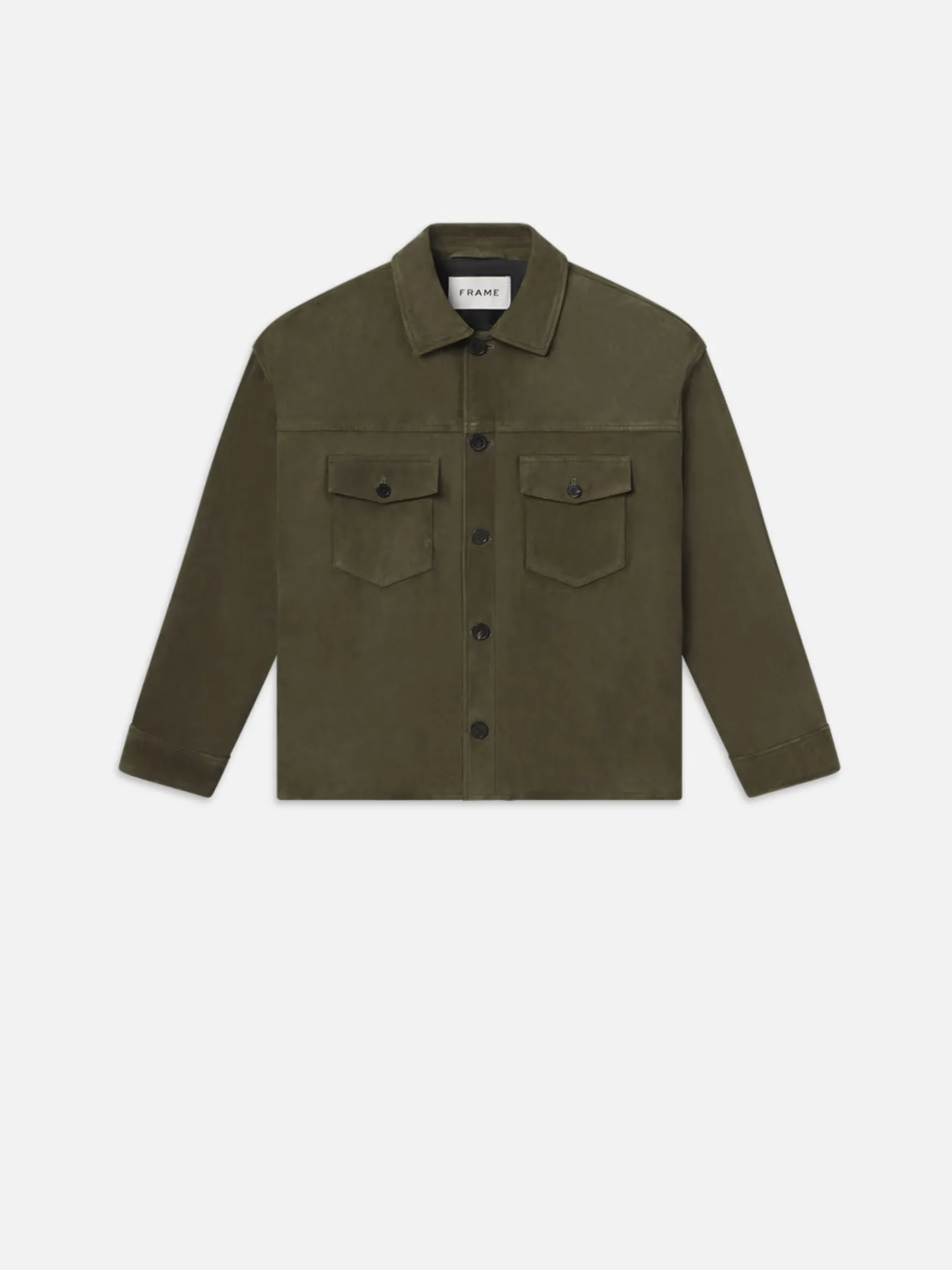 Clean Suede Jacket in Dark Olive