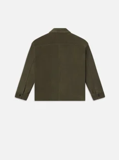 Clean Suede Jacket in Dark Olive