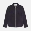 Clean Suede Zip Shirt in Dark Navy