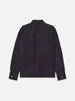 Clean Suede Zip Shirt in Dark Navy