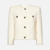 Collarless Button Front Jacket in Cream