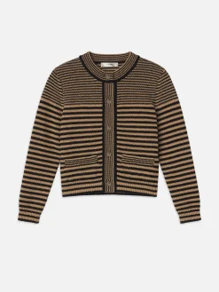 Compact Stripe Cardi in Tan Multi