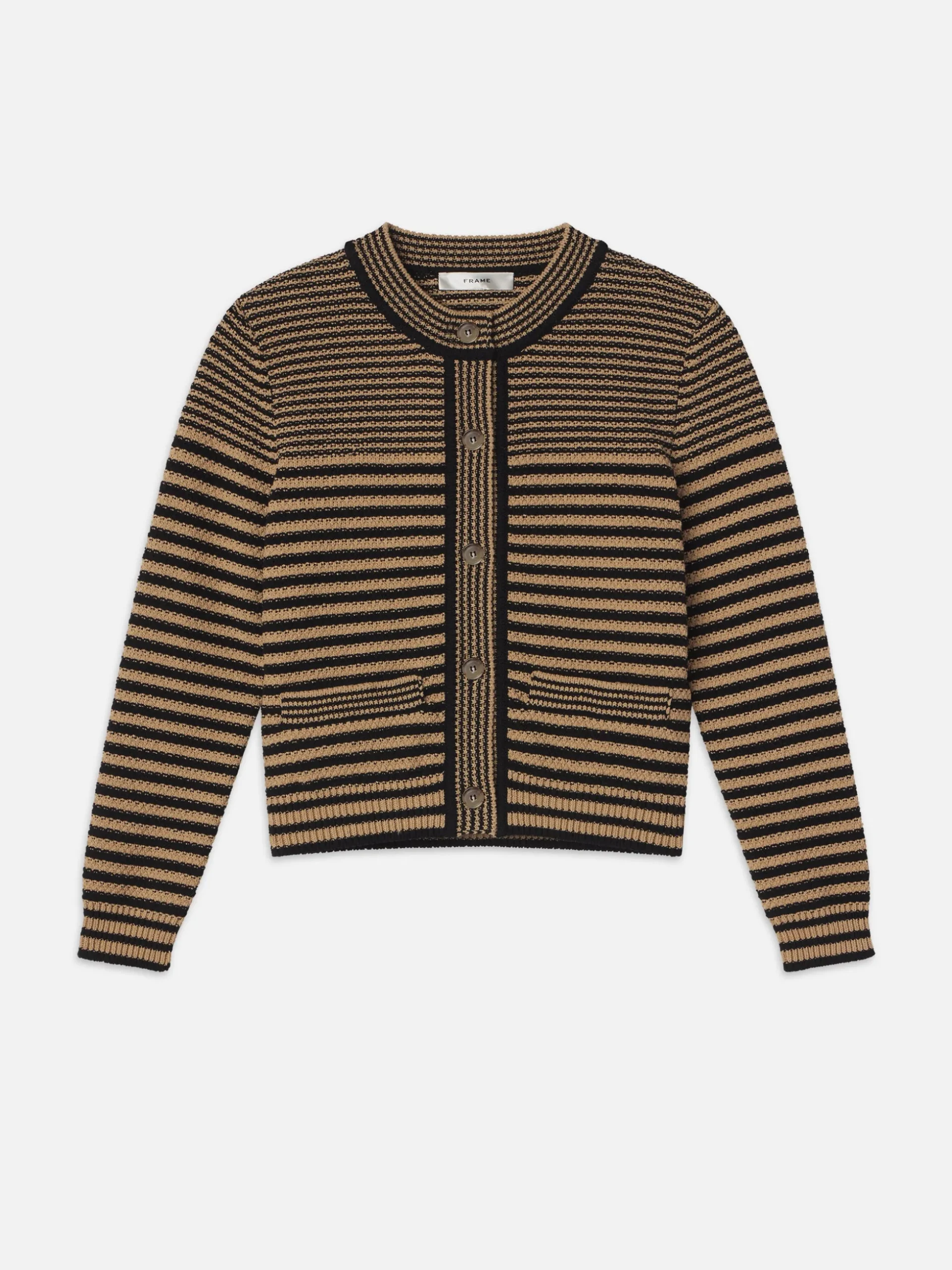 Compact Stripe Cardi in Tan Multi