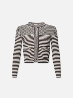 Compact Stripe Cardi in Navy Multi