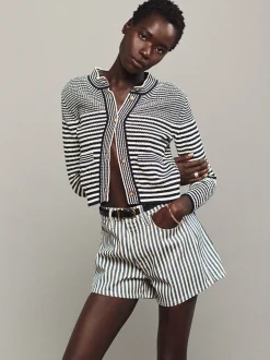 Compact Stripe Cardi in Navy Multi