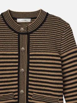 Compact Stripe Cardi in Tan Multi