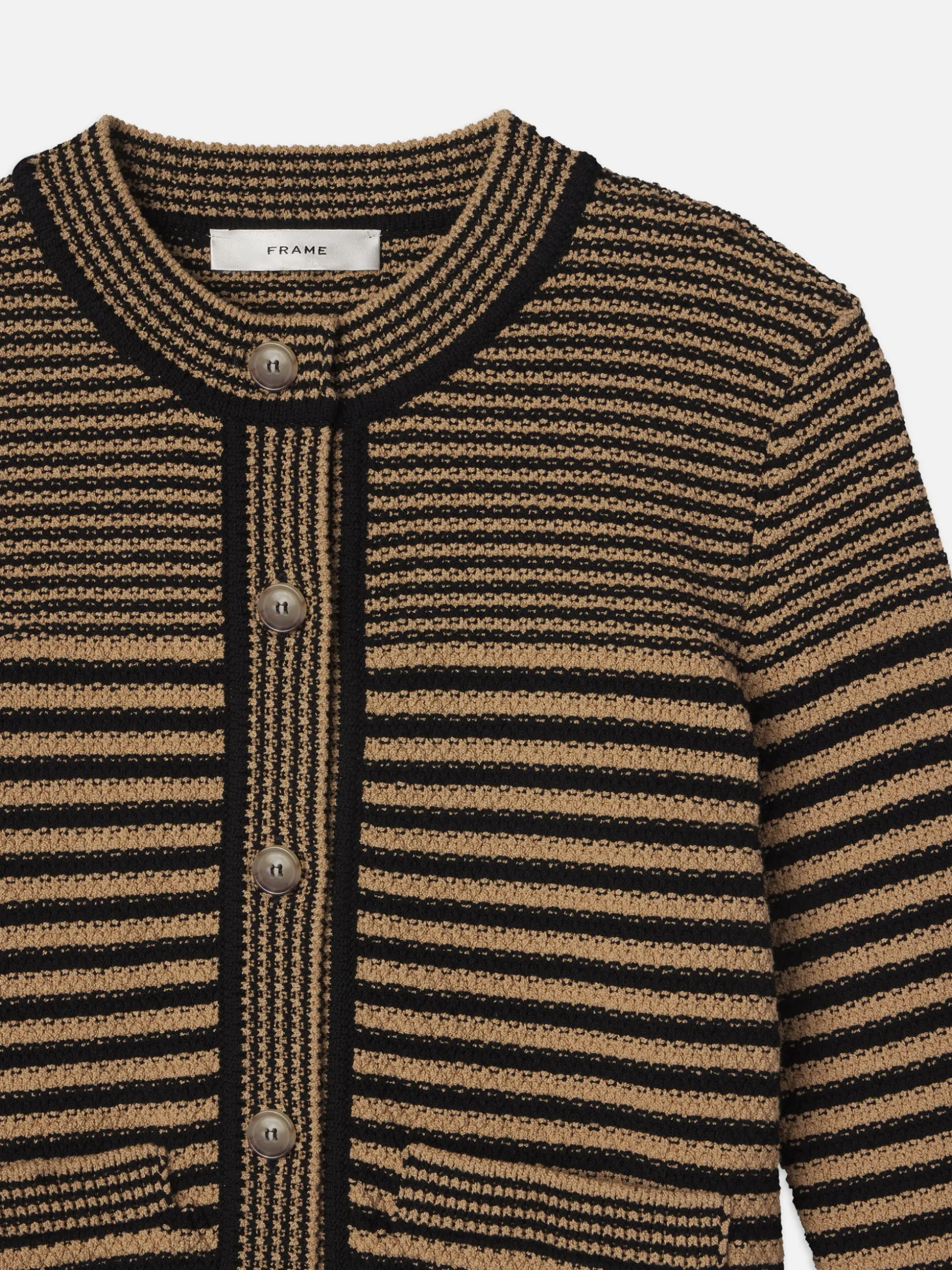 Compact Stripe Cardi in Tan Multi