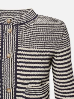 Compact Stripe Cardi in Navy Multi