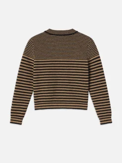 Compact Stripe Cardi in Tan Multi