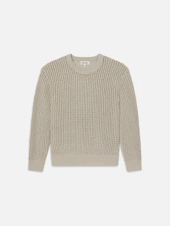 Cotton Blend Crewneck Sweater in Mineral Grey
