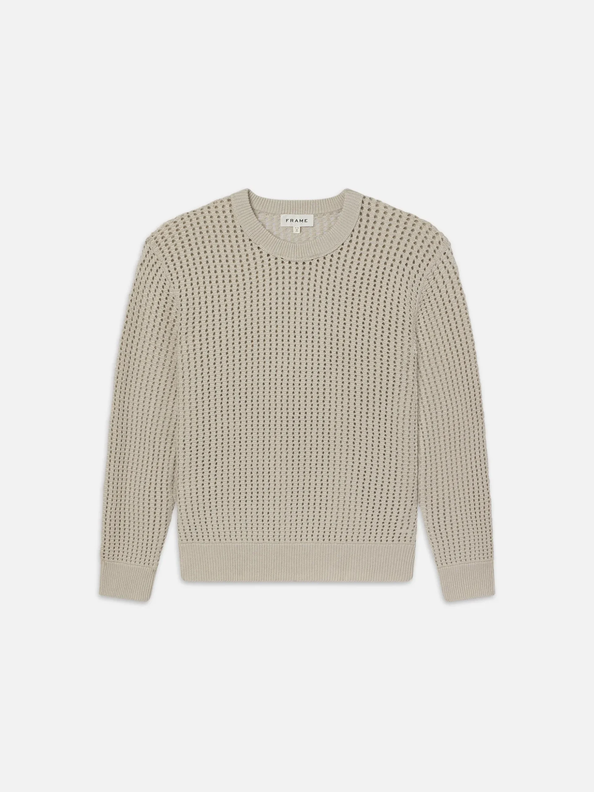 Cotton Blend Crewneck Sweater in Mineral Grey