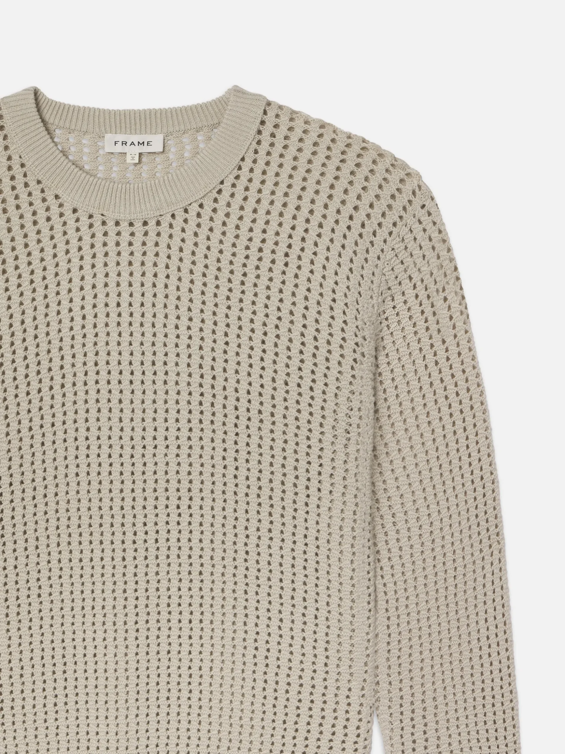 Cotton Blend Crewneck Sweater in Mineral Grey