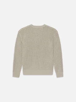 Cotton Blend Crewneck Sweater in Mineral Grey