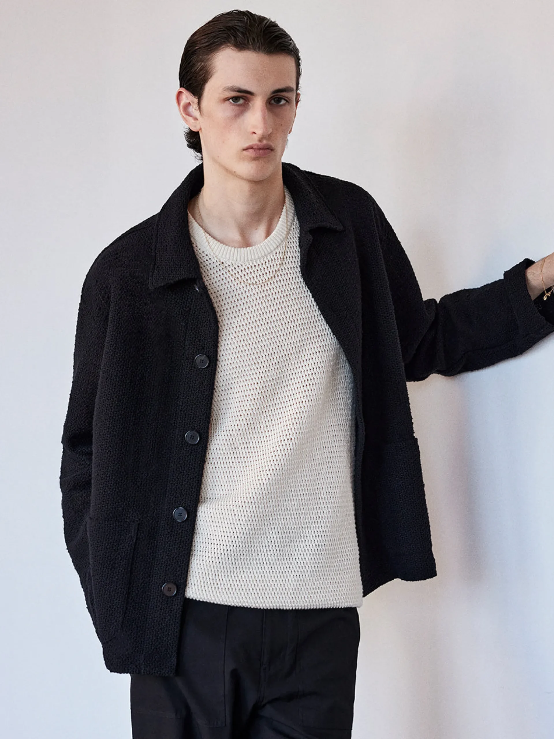 Crochet Jacket in Ash Black