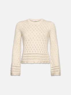 Crochet Knit Top in Ecru