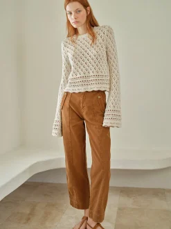 Crochet Knit Top in Ecru