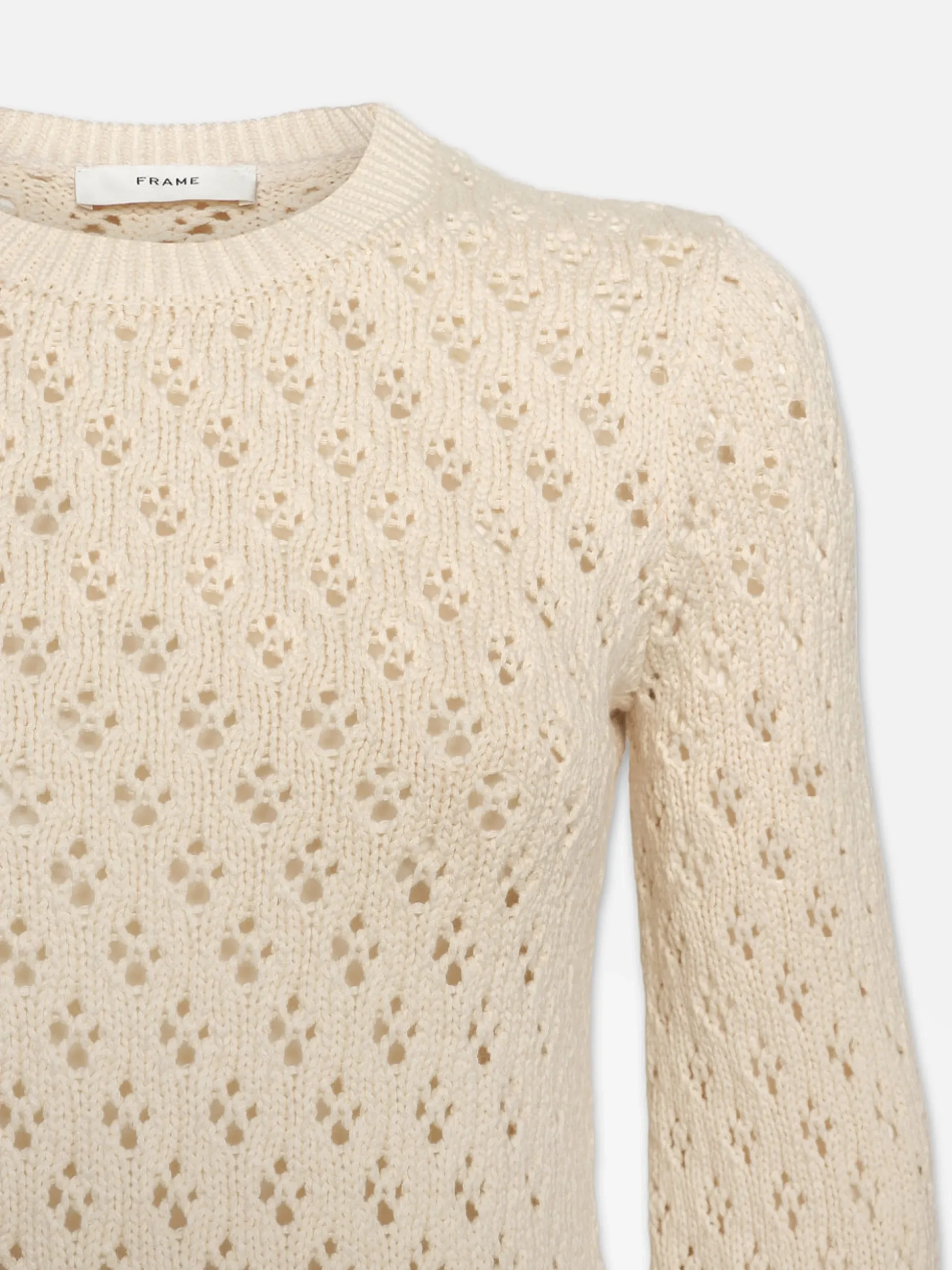 Crochet Knit Top in Ecru
