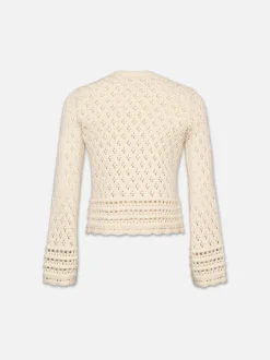Crochet Knit Top in Ecru