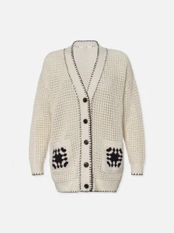 Crochet Pocket Cardi in Navy Multi