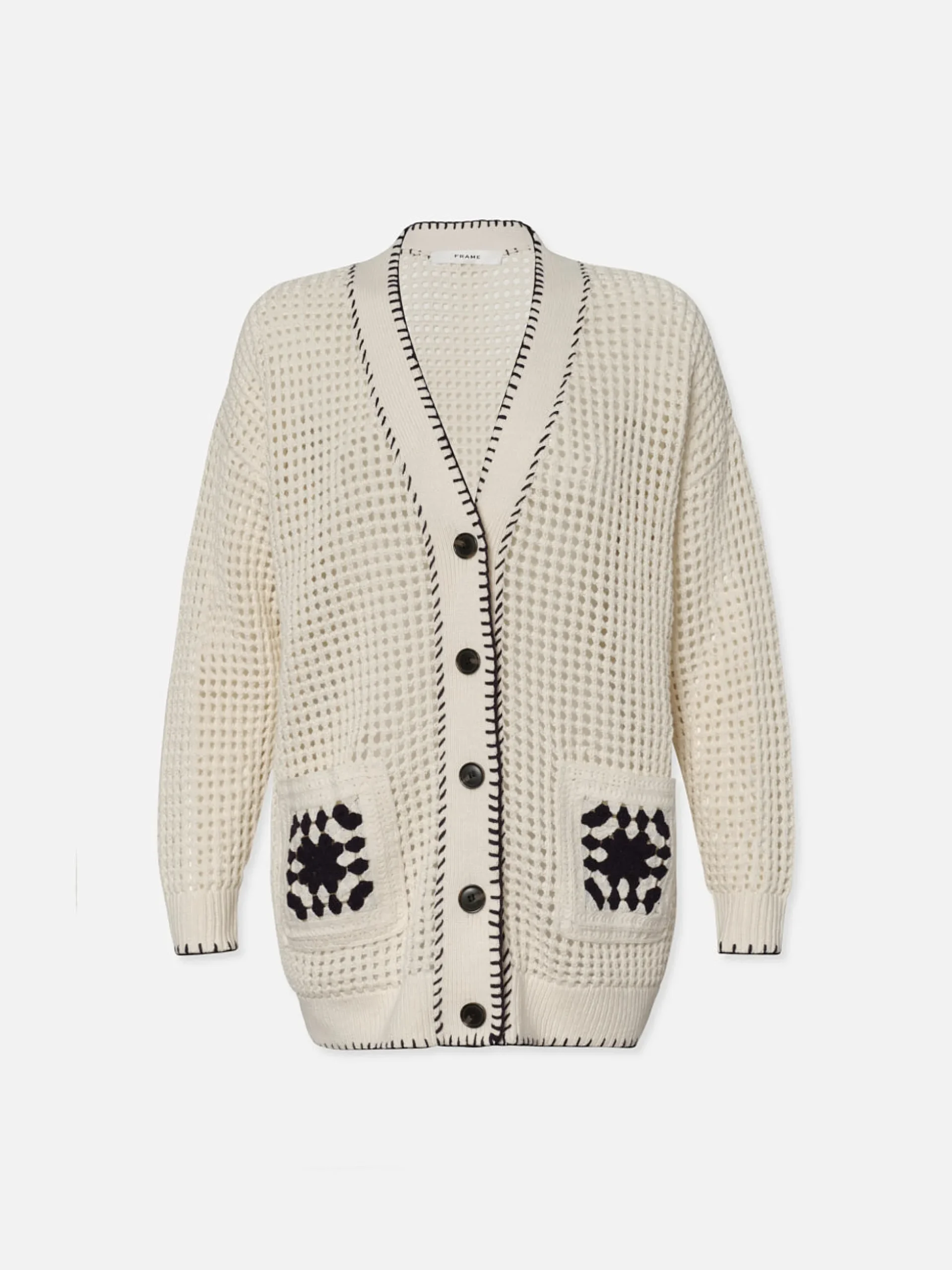 Crochet Pocket Cardi in Navy Multi