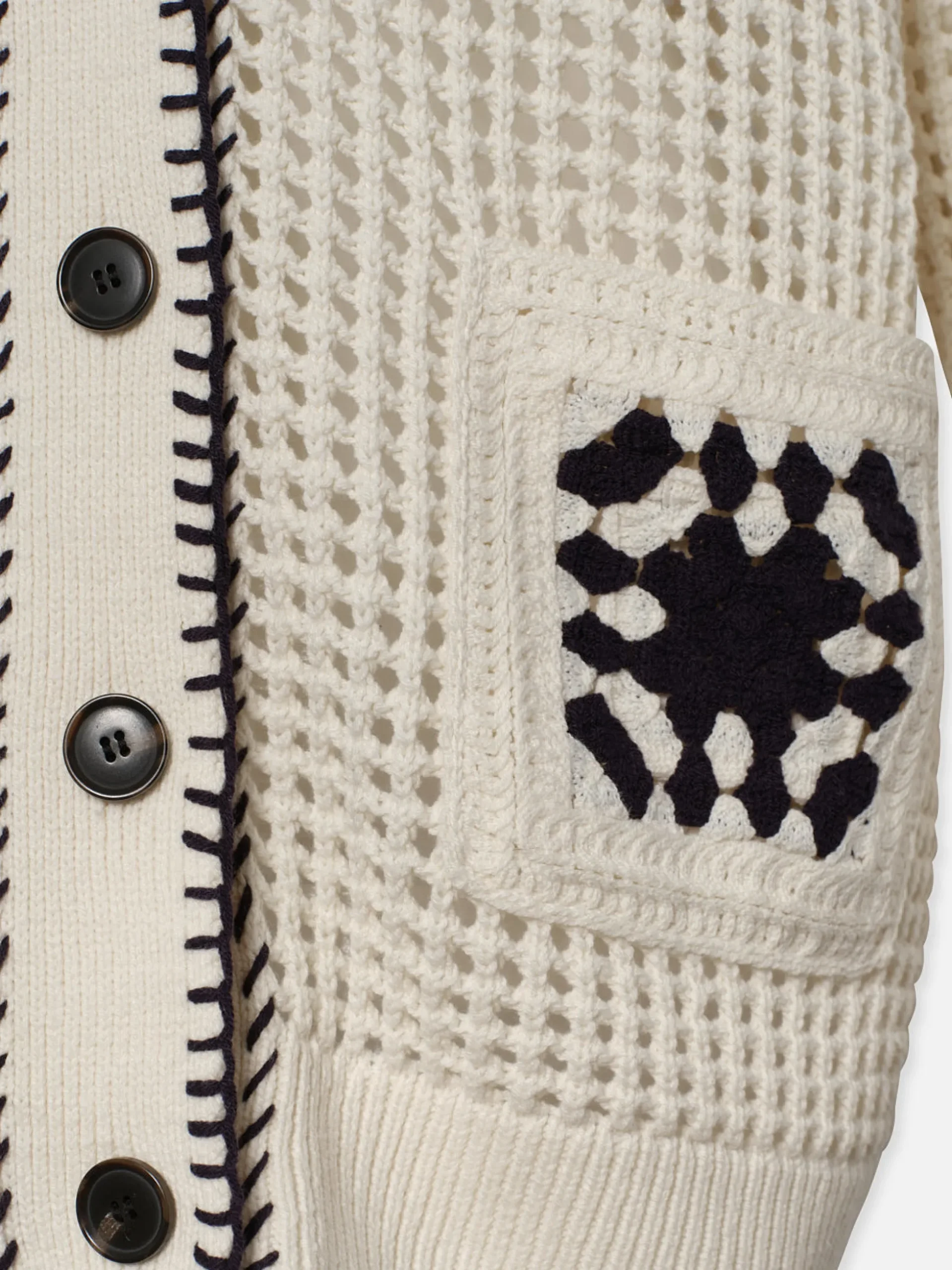 Crochet Pocket Cardi in Navy Multi