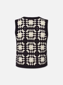 Crochet Tassel Popover in Navy Multi