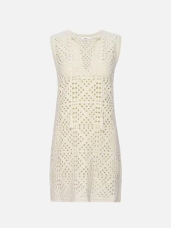Crochet Tassel Popover Dress in Cream