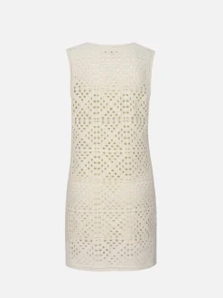 Crochet Tassel Popover Dress in Cream