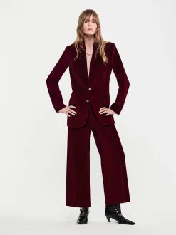 Crop Velvet Wide Leg in Wine