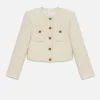Cropped Button Front Jacket in Ecru