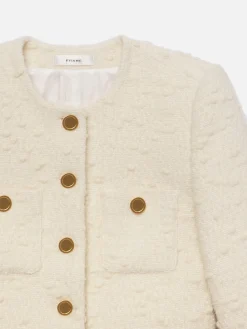 Cropped Button Front Jacket in Ecru