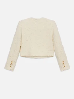 Cropped Button Front Jacket in Ecru