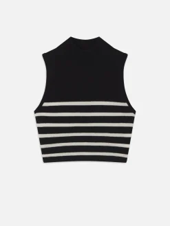 Cropped Cashmere Mockneck in Black Multi
