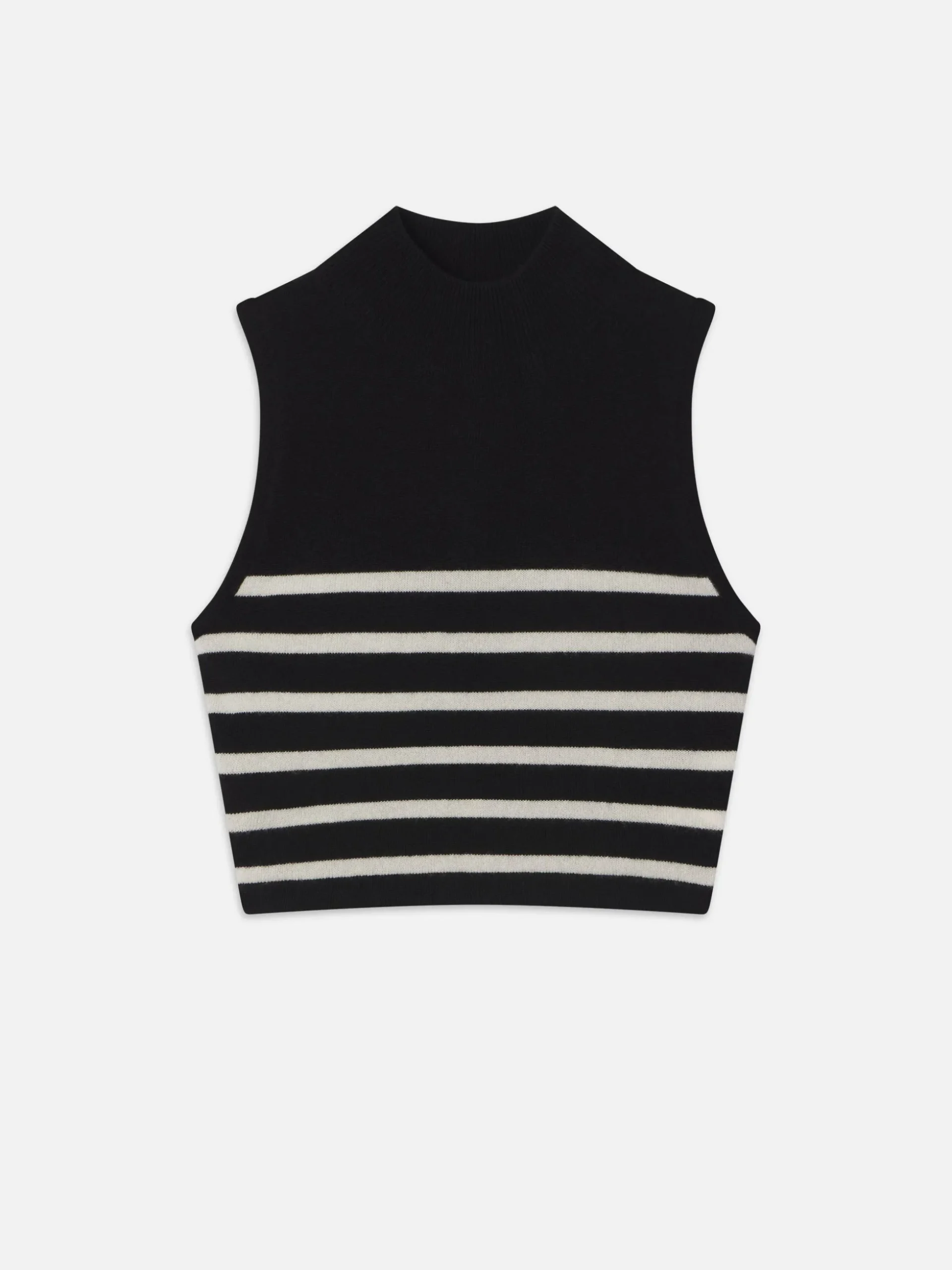 Cropped Cashmere Mockneck in Black Multi