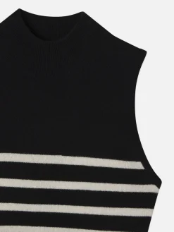 Cropped Cashmere Mockneck in Black Multi