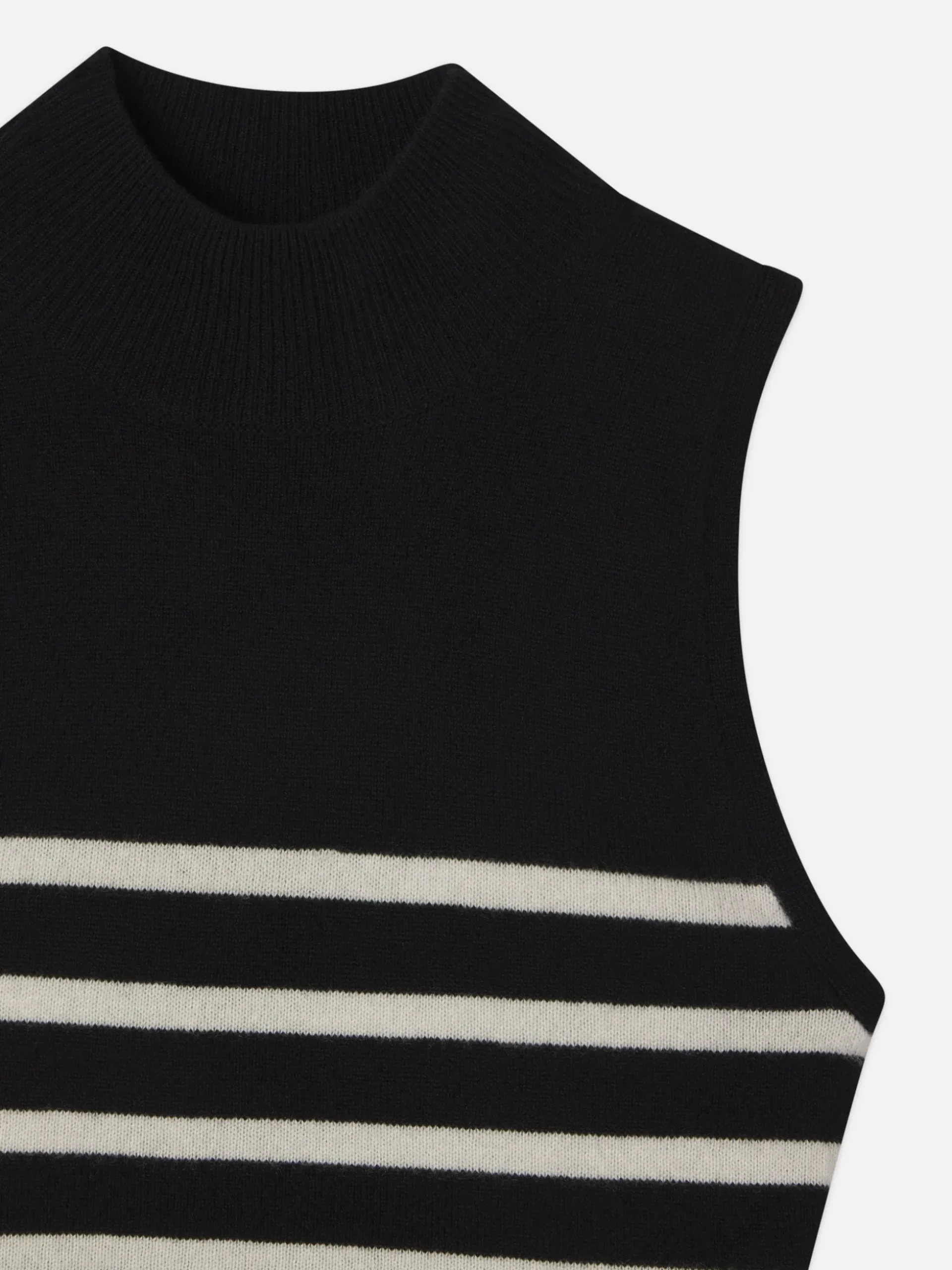 Cropped Cashmere Mockneck in Black Multi