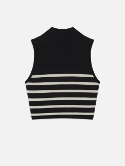 Cropped Cashmere Mockneck in Black Multi