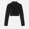 Cropped Sequin Top in Black