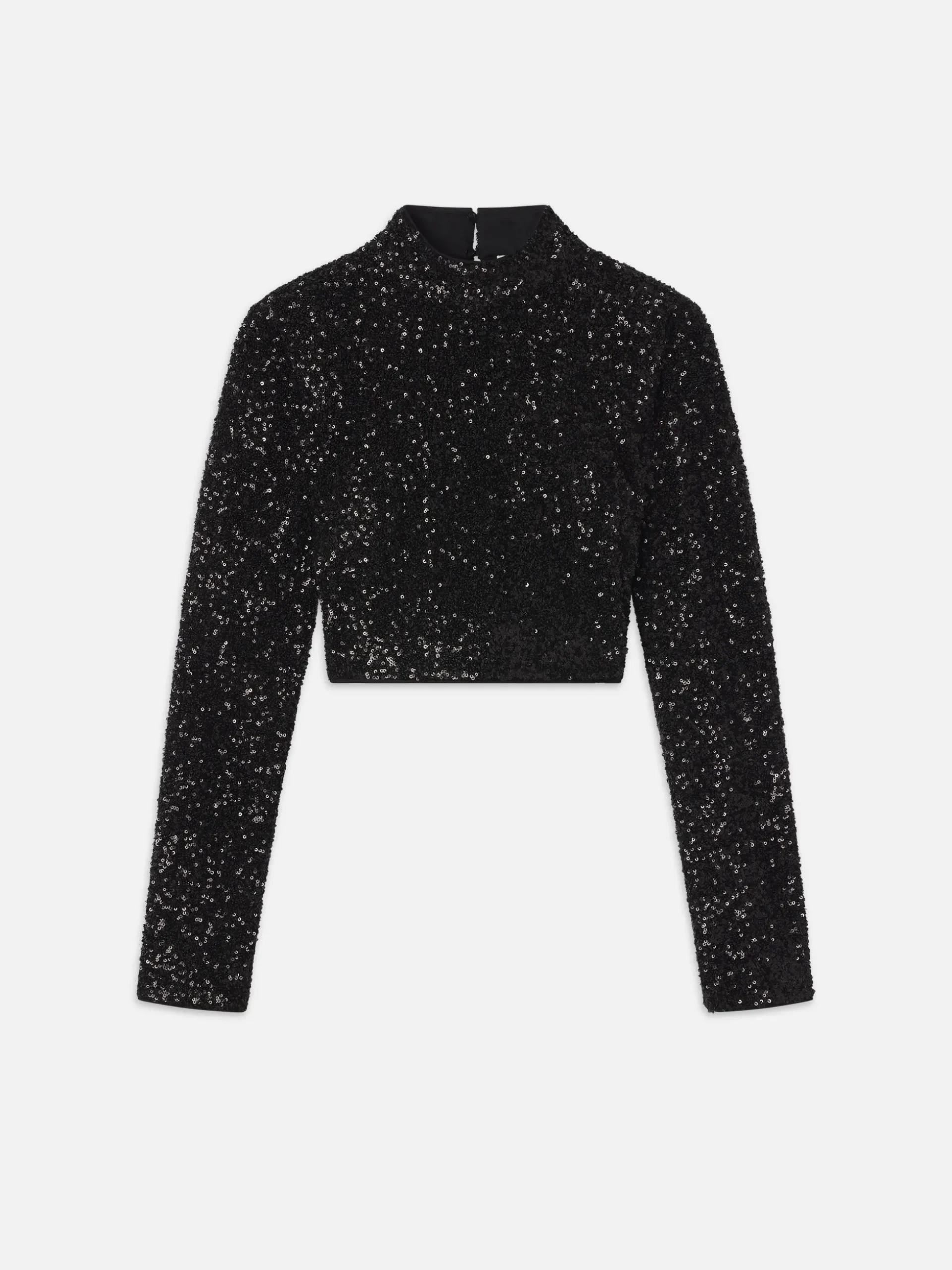 Cropped Sequin Top in Black