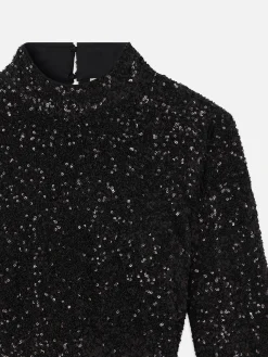 Cropped Sequin Top in Black