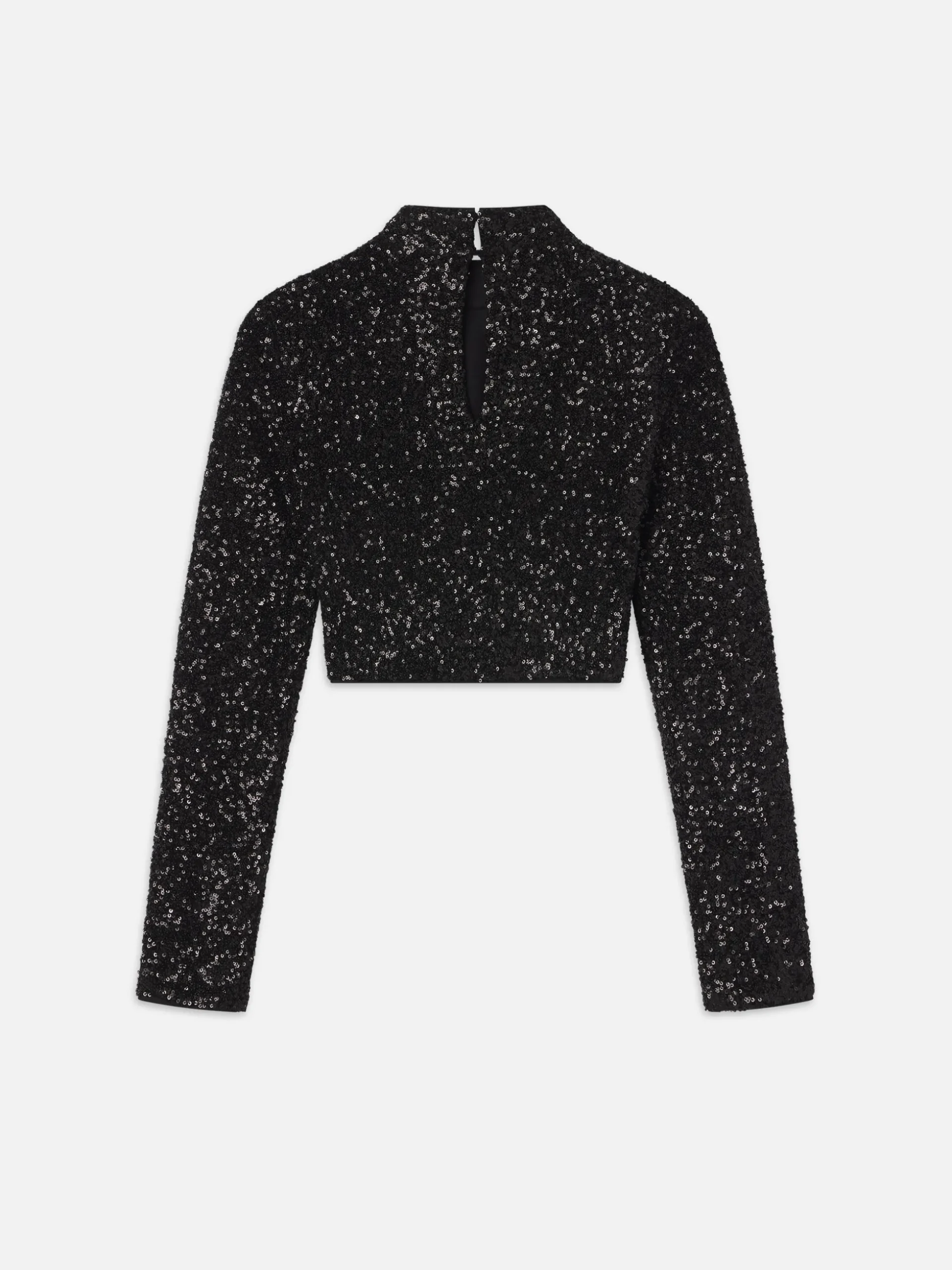 Cropped Sequin Top in Black